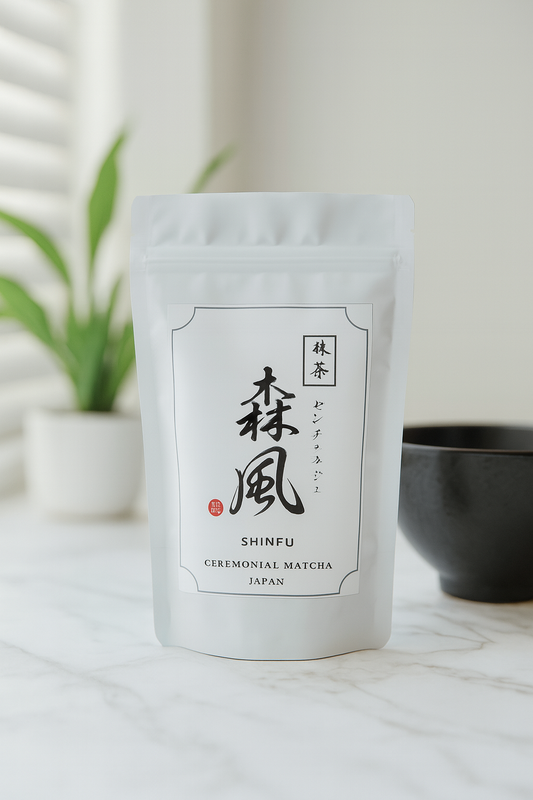 Shinfu ceremonial matcha powder 100g vibrant jade-green Japanese tea