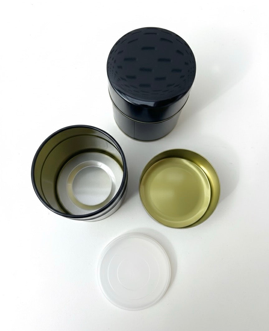 Japanese Matcha Tin Canister – Made in Japan | Airtight Tea Storage for Ceremonial Matcha (Black & Ivory)