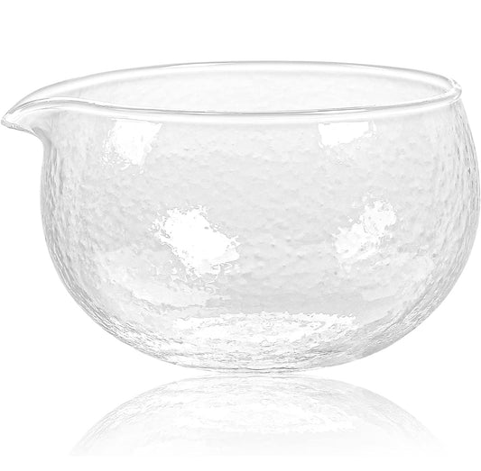 Glass Texture Chawan with Pouring Spout – Japanese Style Matcha Bowl (400 ml)