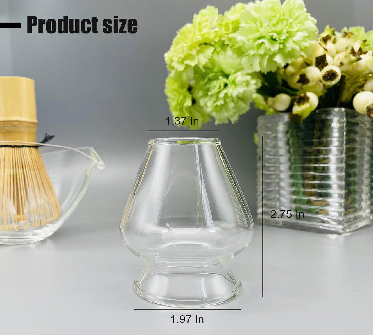 Glass Texture Chawan with Pouring Spout – Japanese Style Matcha Bowl (400 ml)