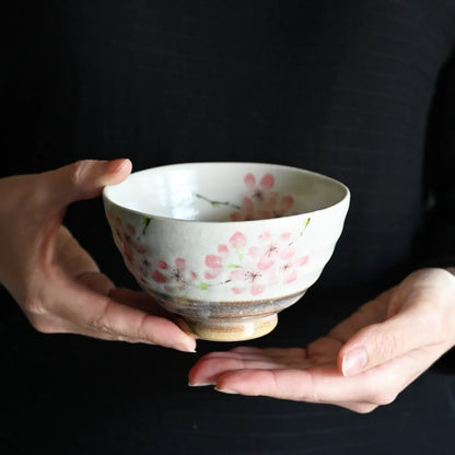 Rikyū Chawan Sakura – Handmade Japanese Matcha Bowl | Cherry Blossom Tea Bowl