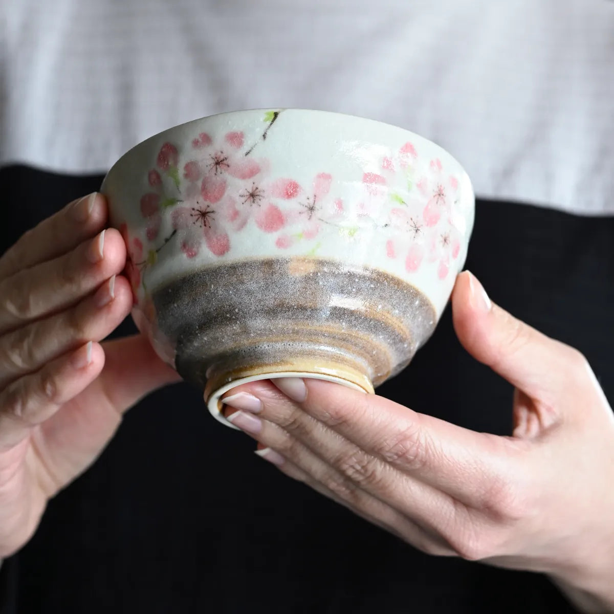 Rikyū Chawan Sakura – Handmade Japanese Matcha Bowl | Cherry Blossom Tea Bowl