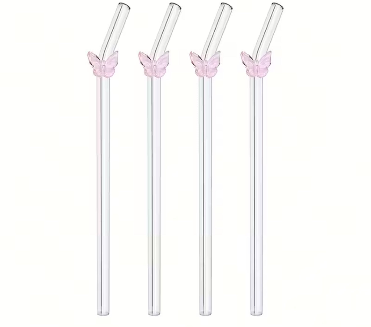 Glass Straw 20 cm – Pink Bow Accent | Reusable Borosilicate Glass Straw