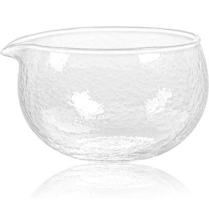 Glass Texture Chawan with Pouring Spout – Japanese Style Matcha Bowl (400 ml)