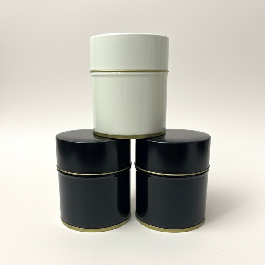 Japanese Matcha Tin Canister – Made in Japan | Airtight Tea Storage for Ceremonial Matcha (Black & Ivory)