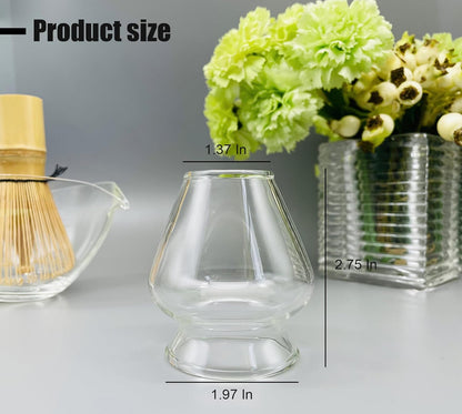 Glass Texture Chawan with Pouring Spout – Japanese Style Matcha Bowl (400 ml)