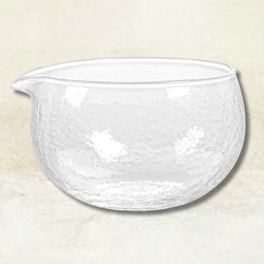 Glass Texture Chawan with Pouring Spout – Japanese Style Matcha Bowl (400 ml)