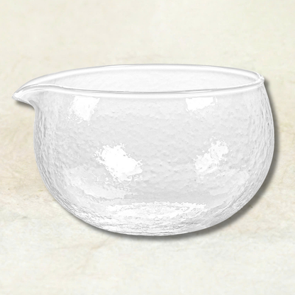 Glass Texture Chawan with Pouring Spout – Japanese Style Matcha Bowl (400 ml)