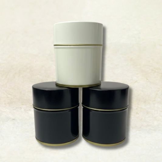 Japanese Matcha Tin Canister – Made in Japan | Airtight Tea Storage for Ceremonial Matcha (Black & Ivory)